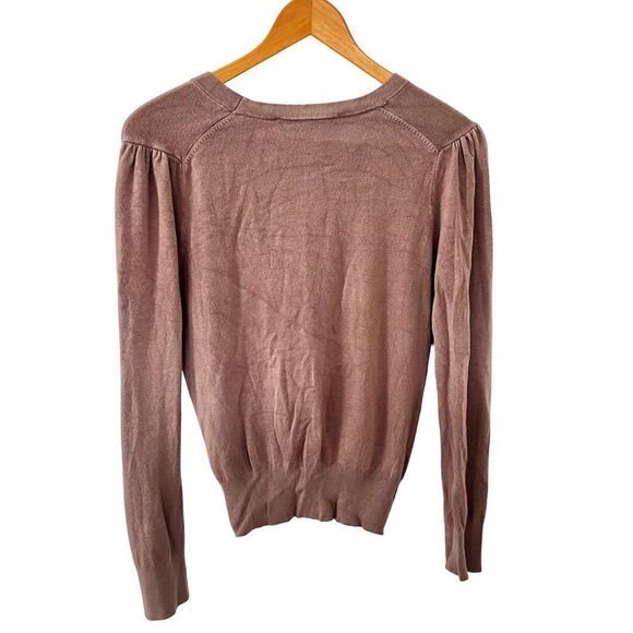 Zara Taupe Half Peal Button Placket Pull-Over Long Sleeve Sweater - Picture 2 of 6
